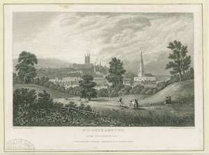 Wolverhampton - Ver uitzicht vanaf de Penn Road (staalgravure) door Frederick Calvert