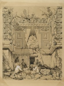 Boog, Casa del Gobernador, Uxmel, Yucatan, 1843 door Frederick Catherwood