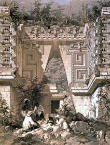 Poort, Casa del Gobernador, Uxmal door Frederick Catherwood