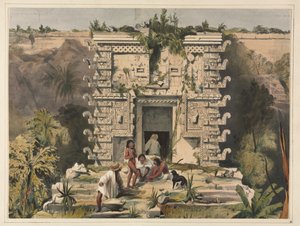 Poort van de Grote Teocallis, Uxmal door Frederick Catherwood