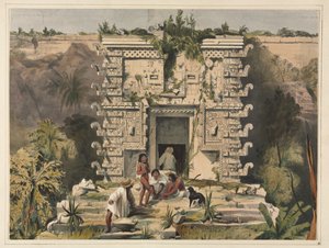 Poort van de Grote Teocallis, Uxmal door Frederick Catherwood