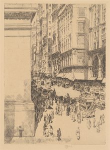 Fifth Avenue, middag, 1916 door Frederick Childe Hassam