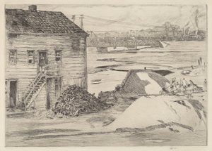 Laagwater, Cos Cob Brug, 1915 door Frederick Childe Hassam
