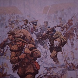 De Amerikaanse invasie van Canada. Soldaten van Benedict Arnold marcheren van Boston naar Quebec in 1775 door Frederick Coffay (after) Yohn