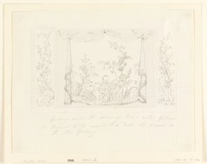 Tekening, The Royal Pavilion, Brighton, Blauwe (Zuid) Tekenkamer, Voorgestelde wanddecoratie, ca. 1820 door Frederick Crace