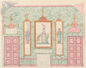 Tekening, Muurgevel, waarschijnlijk voor de Banketzaal, Royal Pavilion, Brighton, 1815-22 door Frederick Crace