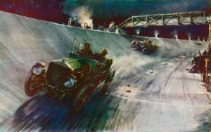In 1907 slaagde S F Edge erin om met de Napier alleen 60 mph gedurende 24 uur vol te houden, het eerste record op de nieuwe Brooklands-baan door Frederick Gordon (after) Crosby
