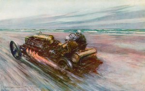 De beroemde "200" Darracq waarmee Sir Algernon Guinness, Bart, 120 mph behaalde in 1908 door Frederick Gordon (after) Crosby