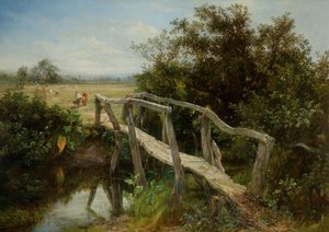 De oude voetbrug over de rivier Cole bij Yardley, 1890 door Frederick Henry Henshaw