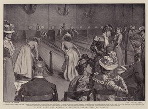 Een nieuw spel voor dames, een kegelswedstrijd in Berlijn door Frederick Henry Townsend