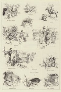 Schetsen onder de Hopplukkers in Kent door Frederick Henry Townsend