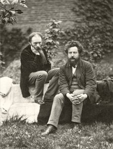Portretfoto van Sir Edward Burne-Jones (1833-98) en William Morris (1834-96) door Frederick Hollyer (1837-1933) door Frederick Hollyer