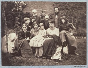 William Morris (1834-96) Sir Edward Burne-Jones (1833-98) en hun Families, 1874 door Frederick Hollyer