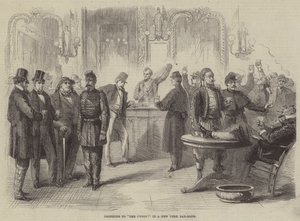 Drinken op de Unie! in een bar in New York door Frederick John Skill
