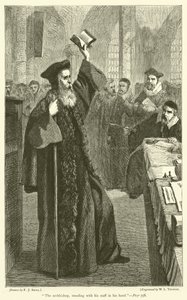 De aartsbisschop, staande met zijn staf in zijn hand door Frederick John Skill