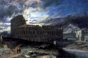 Het Colosseum in Rome bij Maanlicht door Frederick Lee Bridell