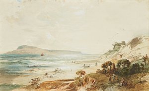 Uitzicht op Portland en Sandsfoot Castle, Dorset door Frederick Lee Bridell