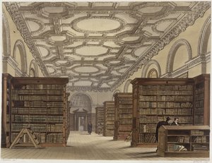Interieur van de openbare bibliotheek, Cambridge, uit 
