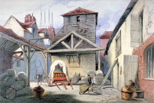 Binnenplaats van de Rose Inn, Farringdon Street, City of London door Frederick Napoleon Shepherd