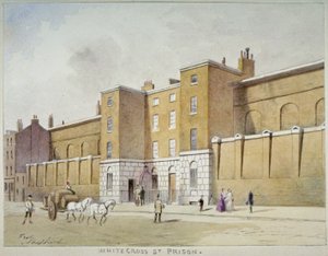 Uitzicht op Whitecross Street gevangenis voor schuldenaars, Londen, ca. 1840 door Frederick Napoleon Shepherd