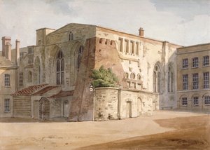 Buitenaanzicht van de Painted Chamber, Palace of Westminster, Londen door Frederick Nash