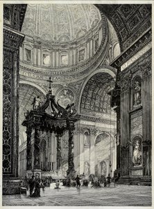 Sint-Pietersbasiliek, Rome, Italië, Interieurzicht, 1878