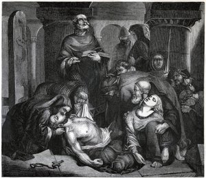 De begrafenis van Harold in Waltham Abbey, 1847 door Frederick Richard Pickersgill