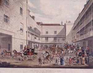 Royal Mail Koetsen bij Lad Lane, Londen, 1831
