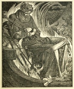 Dood van Koning Warwulf, pub. 1915 gravure, 1915 door Frederick Sandys