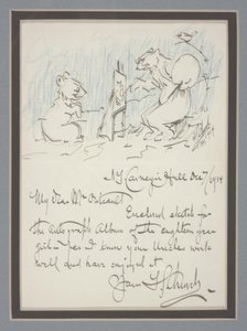 Handgeschreven brief met schets door Frederick Stuart Church