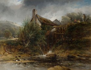 Een watermolen bij Totnes, Devon, 1834 door Frederick W Watts