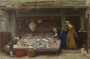 Een viswinkel, 1873 door Frederick Walker
