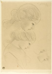 Schetsen van het profiel van de vrouw door Frederick William Burton