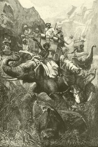 Tijgerjacht in India (gravure) door Frederick William Burton