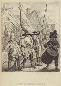 City Trained Bands: satire op de milities die geassocieerd worden met de City of London en de paniek veroorzaakt door de Jacobitische opstand van 1745 door Frederick William Fairholt
