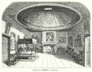 Kamer in het huis van Rubens (gravure) door Frederick William Fairholt