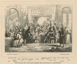De Tabard Inn, de nacht voor de pelgrimstocht naar Canterbury door Frederick William Fairholt