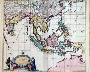 Geografie: kaart van de Oost-Indië van Frederick de Witt (actief rond 1650) 17e eeuw. Parijs, B.N.
