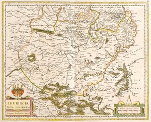 Kaart van Thüringen (Duitsland) door Frederick de Wit