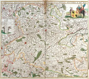 Kaart van het Graafschap Henegouwen (België) en het Bisdom Kamerijk (Frankrijk)