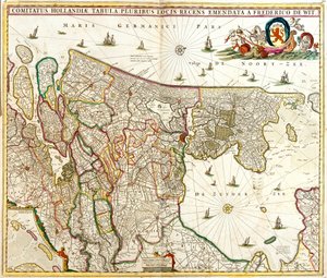 Kaart van het graafschap Holland (Nederland)