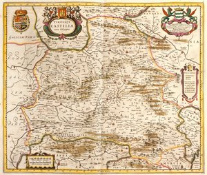 Kaart van het Koninkrijk Castilië (Spanje) door Frederick de Wit