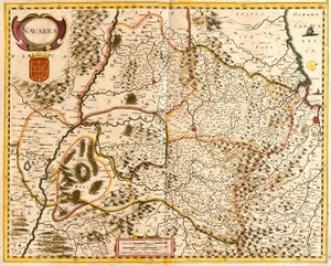 Kaart van het Koninkrijk Navarra (Frankrijk) (ets)