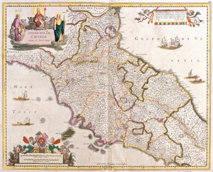 Kaart van de Staten van de Kerk in Toscane (Italië) door Frederick de Wit