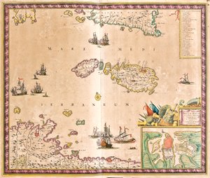 Kaart van het eiland Malta (ets) door Frederick de Wit