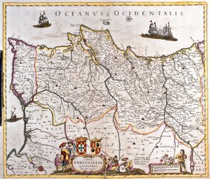 Kaart van de koninkrijken Portugal en de Algarve door Frederick de Wit