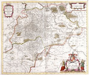 Kaart van de markgraafschap Misnie (Duitsland) (ets) door Frederick de Wit