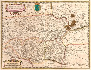 Kaarten van de gebieden Lyon en Beaujolais (Frankrijk) door Frederick de Wit