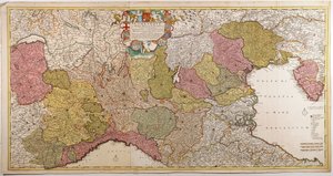 Noord-Italië. Kaart door Frederik de Wit, Amsterdam, kopergravure