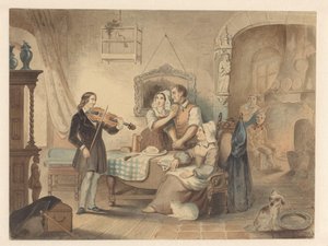 Charles Auguste de Bériot speelt viool voor een gezelschap